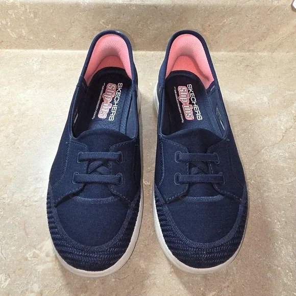 Skechers Shoes Womens Size 9 Blue Slip-ins On The Go Memory Foam Walking Casual - Picture 3 of 9